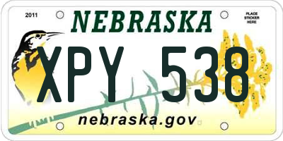 NE license plate XPY538