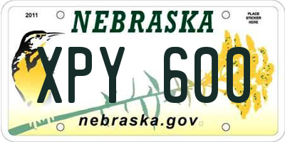 NE license plate XPY600