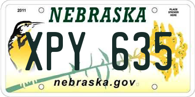 NE license plate XPY635