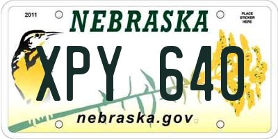 NE license plate XPY640