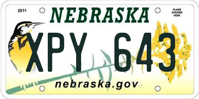 NE license plate XPY643