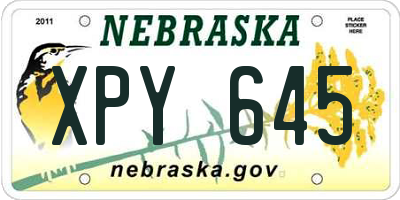 NE license plate XPY645