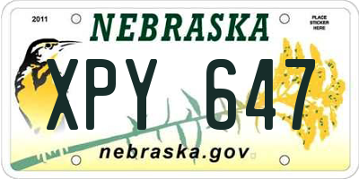 NE license plate XPY647
