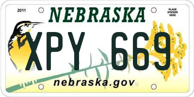 NE license plate XPY669