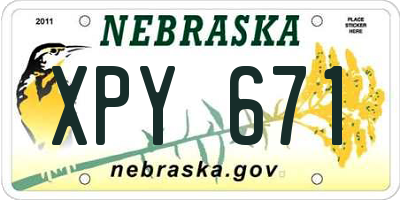 NE license plate XPY671