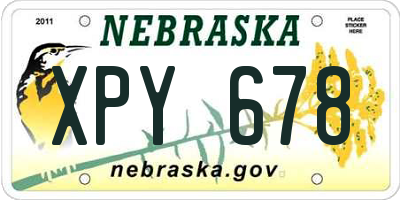 NE license plate XPY678