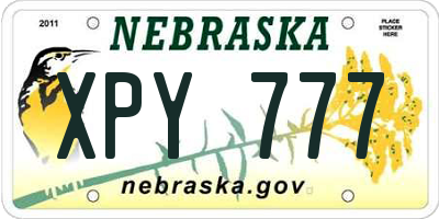 NE license plate XPY777