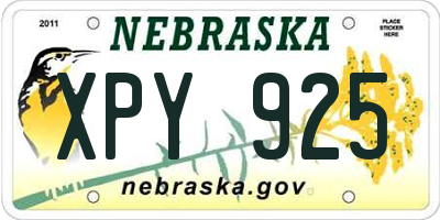 NE license plate XPY925