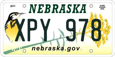 NE license plate XPY978