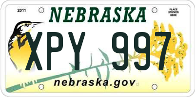 NE license plate XPY997