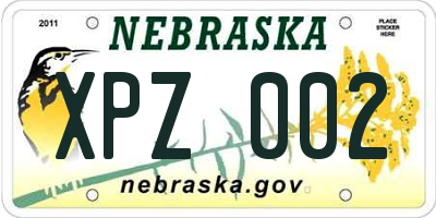 NE license plate XPZ002