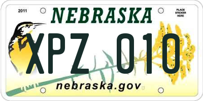 NE license plate XPZ010