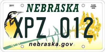 NE license plate XPZ012
