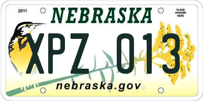 NE license plate XPZ013