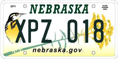 NE license plate XPZ018