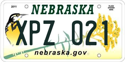 NE license plate XPZ021