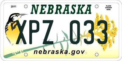 NE license plate XPZ033
