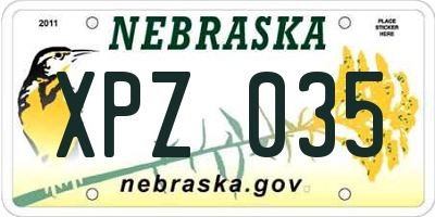 NE license plate XPZ035