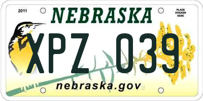 NE license plate XPZ039