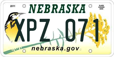 NE license plate XPZ071