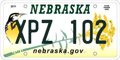 NE license plate XPZ102