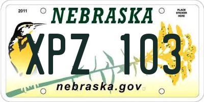 NE license plate XPZ103