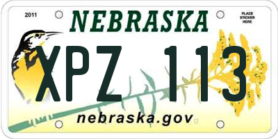 NE license plate XPZ113