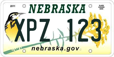 NE license plate XPZ123