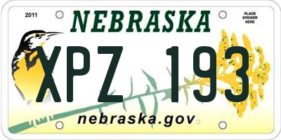 NE license plate XPZ193