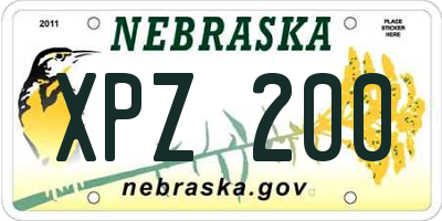 NE license plate XPZ200