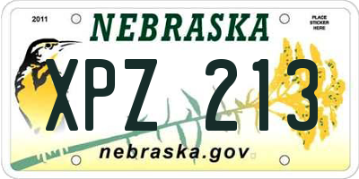 NE license plate XPZ213