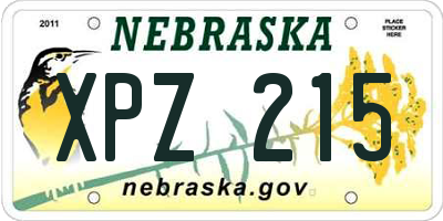 NE license plate XPZ215