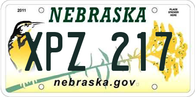 NE license plate XPZ217