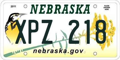NE license plate XPZ218