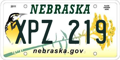 NE license plate XPZ219