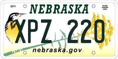 NE license plate XPZ220