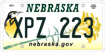 NE license plate XPZ223
