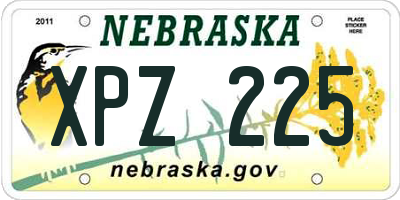 NE license plate XPZ225