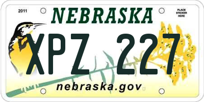 NE license plate XPZ227