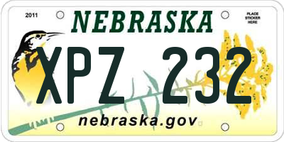 NE license plate XPZ232