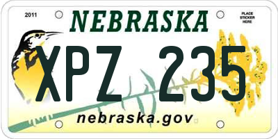 NE license plate XPZ235