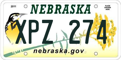 NE license plate XPZ274