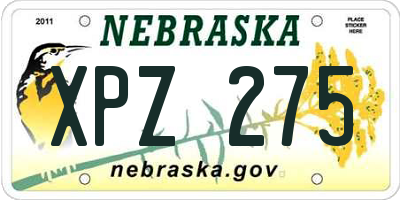 NE license plate XPZ275