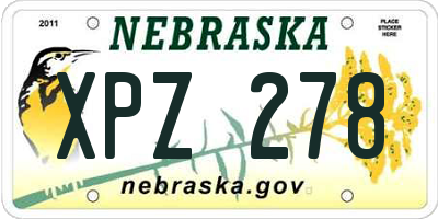 NE license plate XPZ278