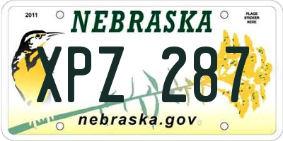 NE license plate XPZ287