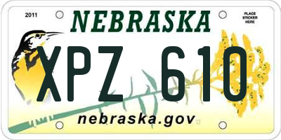 NE license plate XPZ610