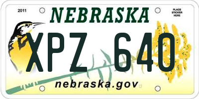 NE license plate XPZ640