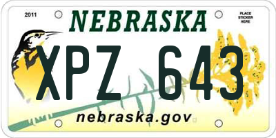 NE license plate XPZ643