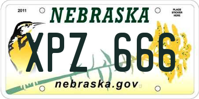 NE license plate XPZ666