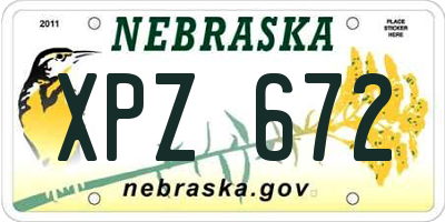 NE license plate XPZ672